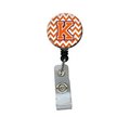 Carolines Treasures Letter K Chevron Orange and Regalia Retractable Badge Reel CJ1062-KBR